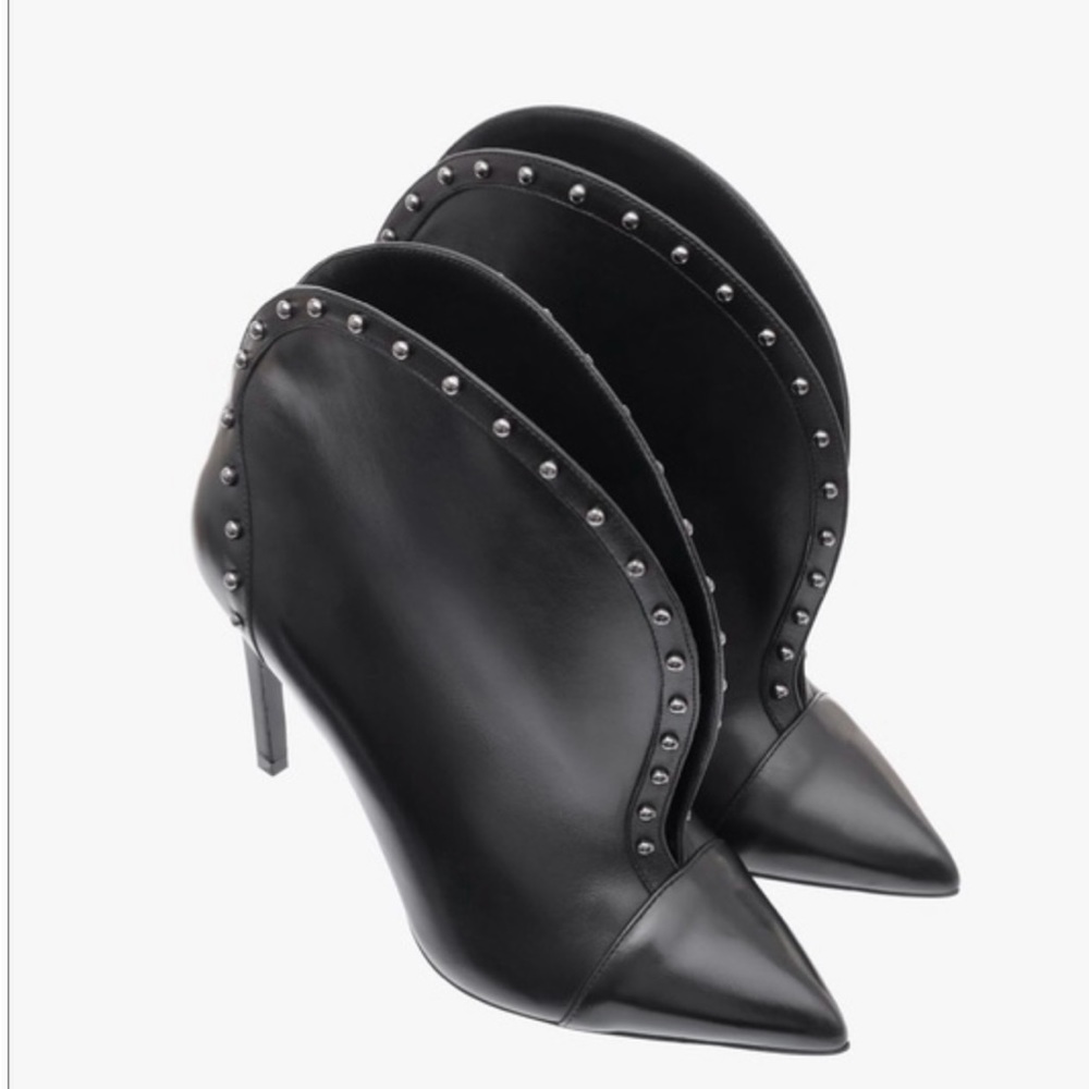 Balmain black leather booties